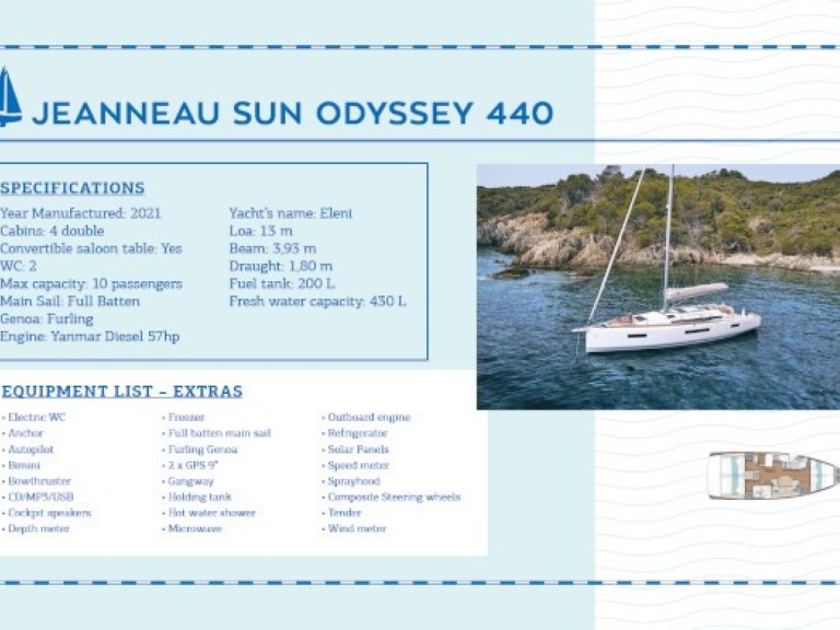 Charter a Jeanneau Sun Odyssey 440 in Níkiti on Samboat