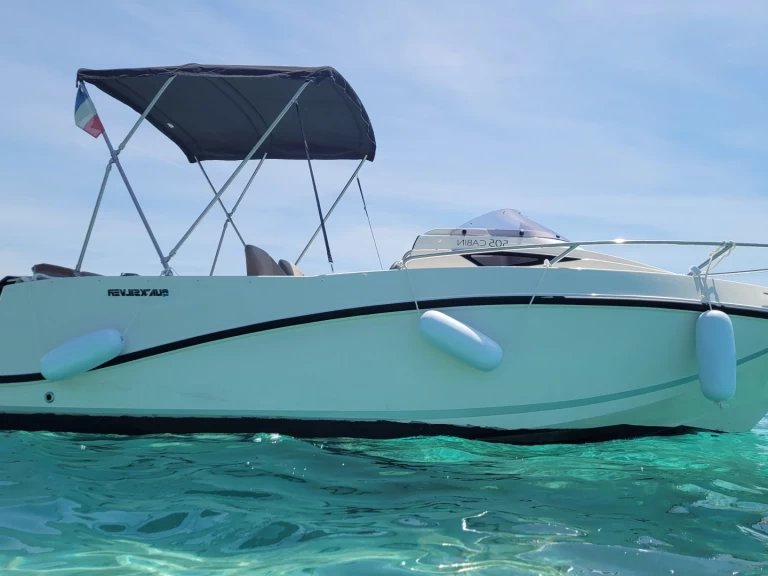 Quicksilver Activ 505 Cabin charter bareboat or skippered in  Cannes