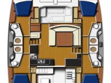 Leopard Catamarans / Robertson & Caine Leopard 48 - 4 + 1 cab. charter bareboat or skippered in  Lefkáda