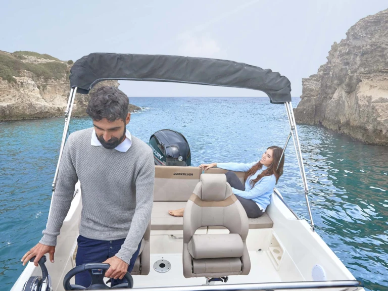 Quicksilver Activ 605 Sundeck charter bareboat or skippered in  Llançà