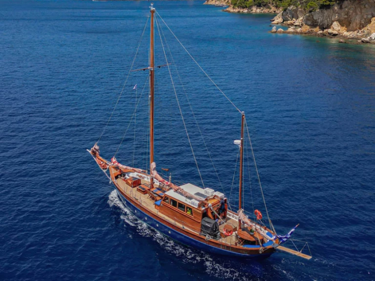 Sailboat hire in Skiathos - Custom made by Psarros shipping Liberty