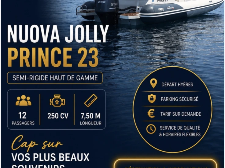 Nuova Jolly Prince 23 charter bareboat or skippered in  Hyères