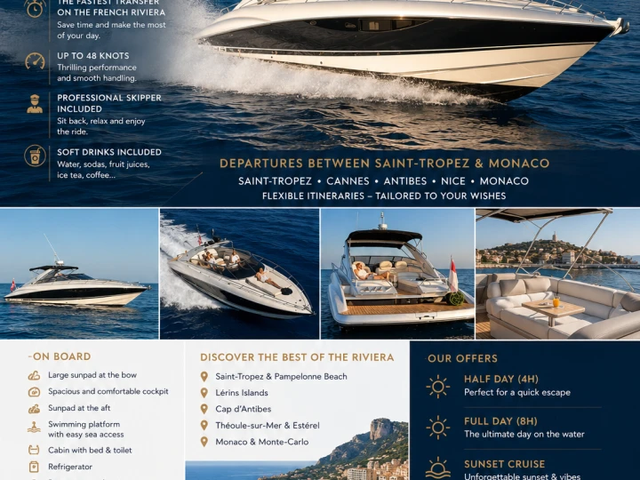 Sunseeker Superhawk 43 charter bareboat or skippered in  Cannes