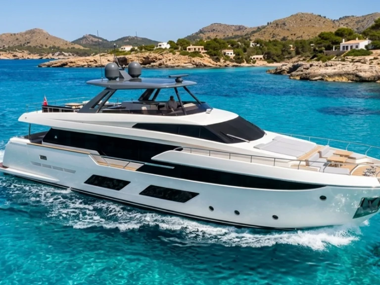 Yacht hire Ibiza Town cheap FERRETTI 920