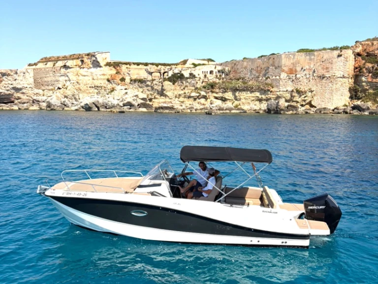 Quicksilver Activ 755 Sundeck charter bareboat or skippered in  Mahon Port
