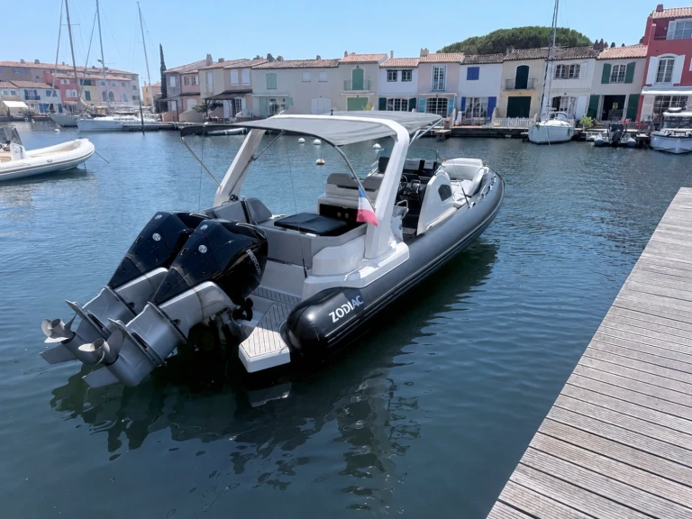 Zodiac Medline 9 charter bareboat or skippered in  Port Cogolin
