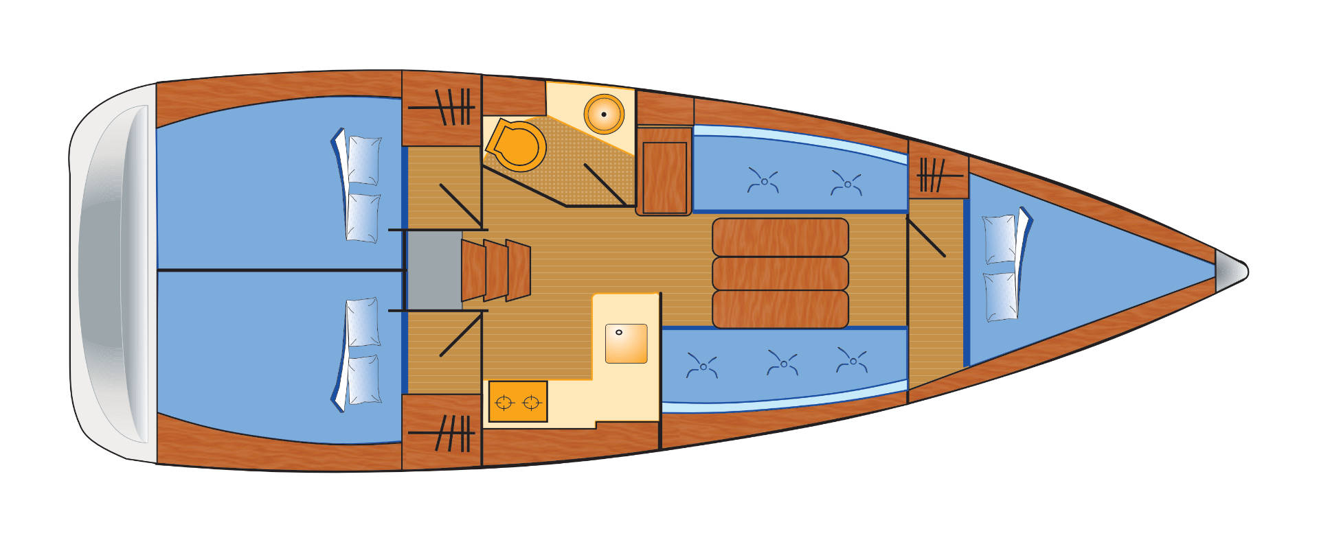 Jeanneau Sun Odyssey 349 charter bareboat or skippered in  Biograd na Moru